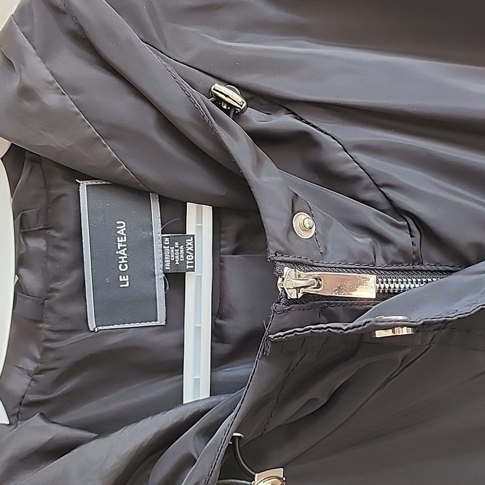 Le Chateau Black Hooded Utility Rain Jacket / Anorak Size XXL - Picture 4 of 7